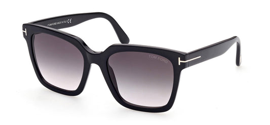 Tom Ford FT0952 Selby Sunglasses - Shiny Black / Gradient Smoke