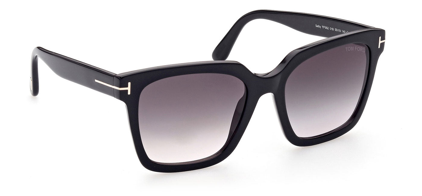 Tom Ford FT0952 Selby Sunglasses - Shiny Black / Gradient Smoke