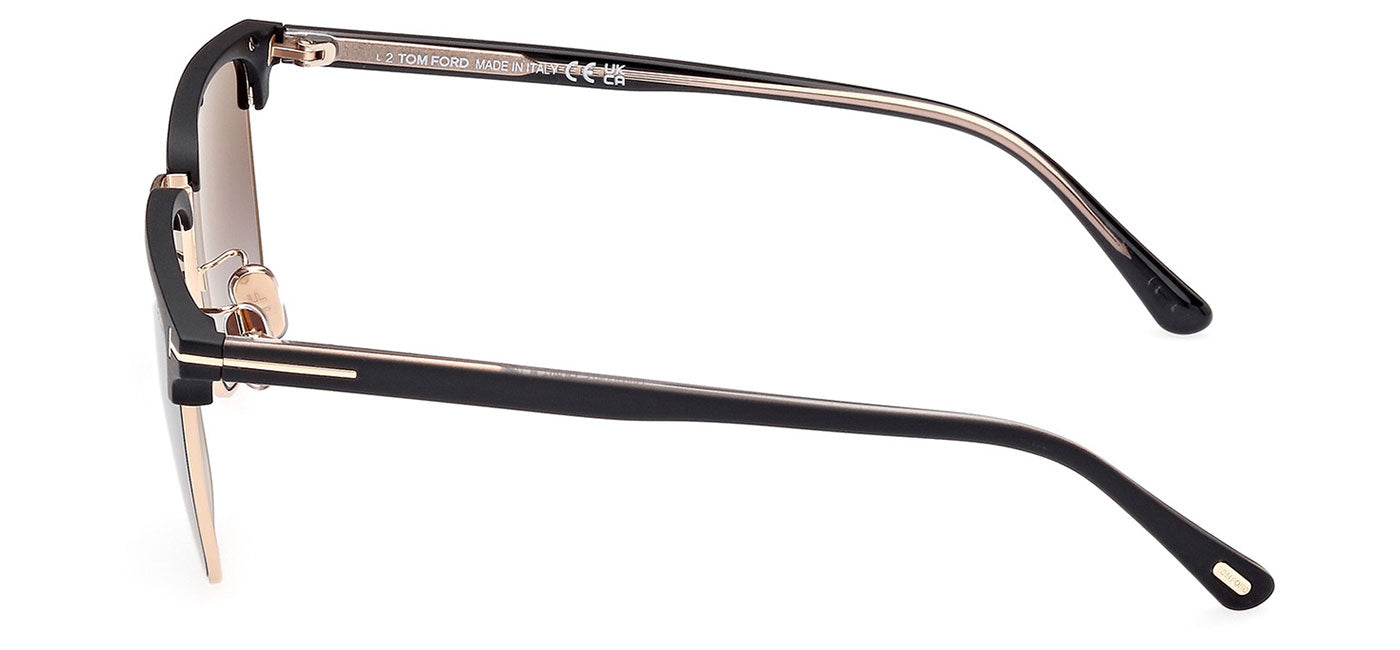 Tom Ford FT0997-H Hudson Sunglasses - Matte Black / Smoke Polarised