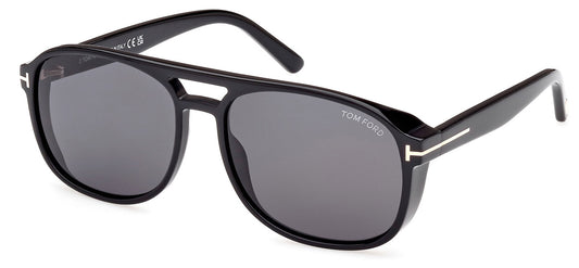 Tom Ford FT1022 Rosco Sunglasses - Shiny Black / Smoke