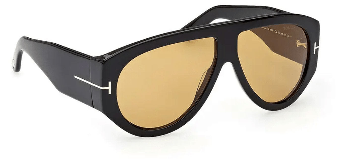 Tom Ford FT1044 Bronson Sunglasses - Shiny Black / Brown