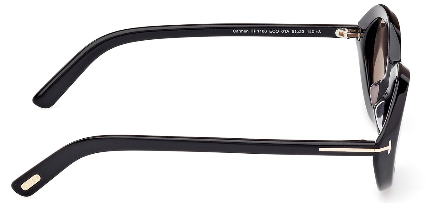 Tom Ford FT1186 Carmen Sunglasses - Shiny Black / Smoke