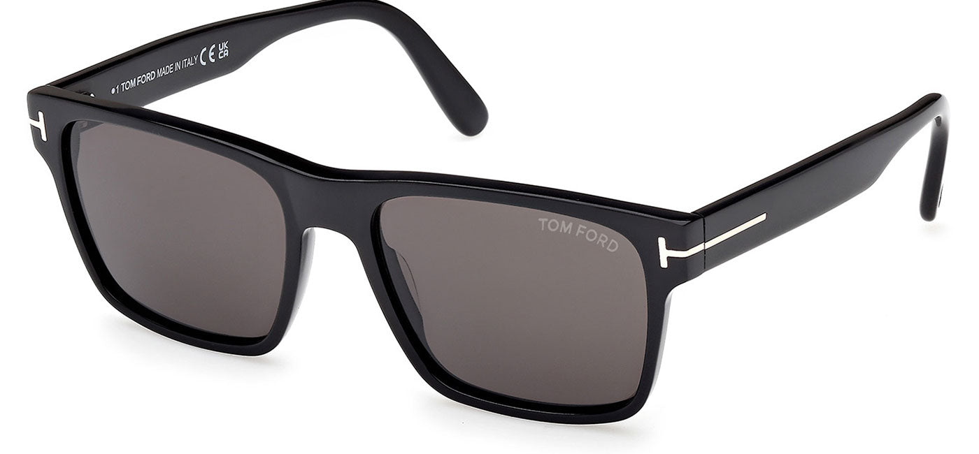 Tom Ford FT1205 Calder Sunglasses - Shiny Black / Smoke