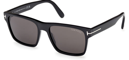 Tom Ford FT1205 Calder Sunglasses - Shiny Black / Smoke