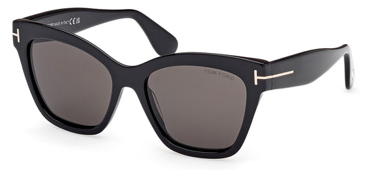Tom Ford FT1217 Elvira Sunglasses - Shiny Black / Smoke
