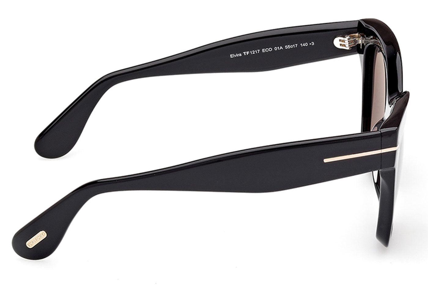 Tom Ford FT1217 Elvira Sunglasses - Shiny Black / Smoke