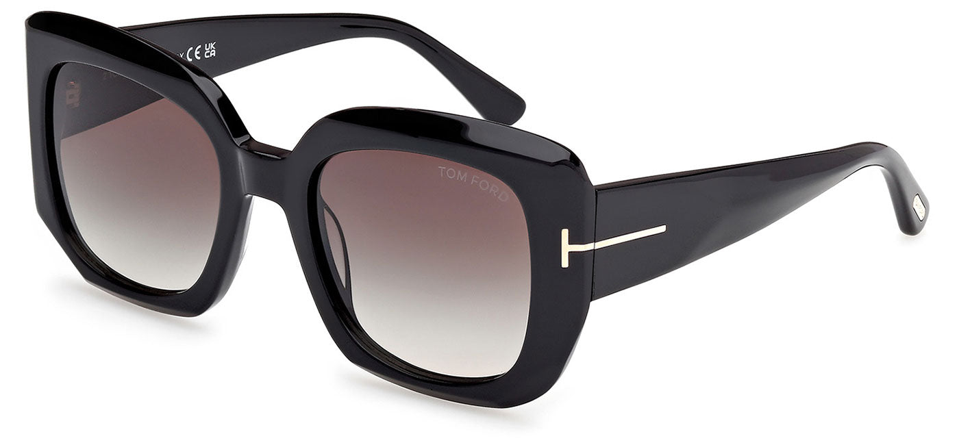 Tom Ford FT1220 Carla-02 Sunglasses - Shiny Black / Gradient Smoke