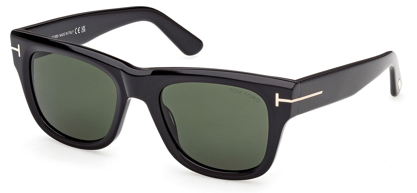 Tom Ford FT1304 Finn-02 Sunglasses - Shiny Black / Green