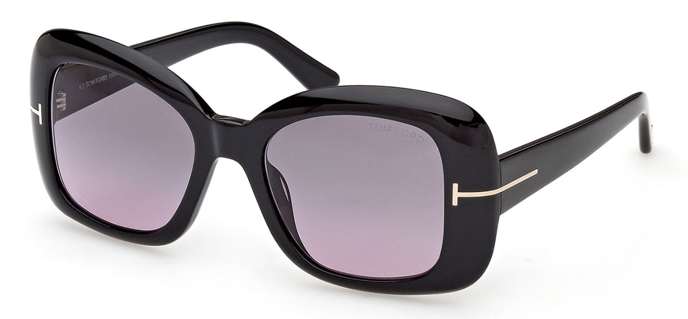 Tom Ford FT1348 Sandra-02 Sunglasses - Shiny Black/ Smoke Gradient