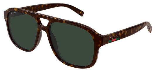 Gucci GG1856S Sunglasses in Havana with Green lenses, three-quarter