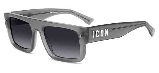 DSQUARED2 ICON 0008/S Sunglasses - Frosted Transparent Grey / Grey Gradient
