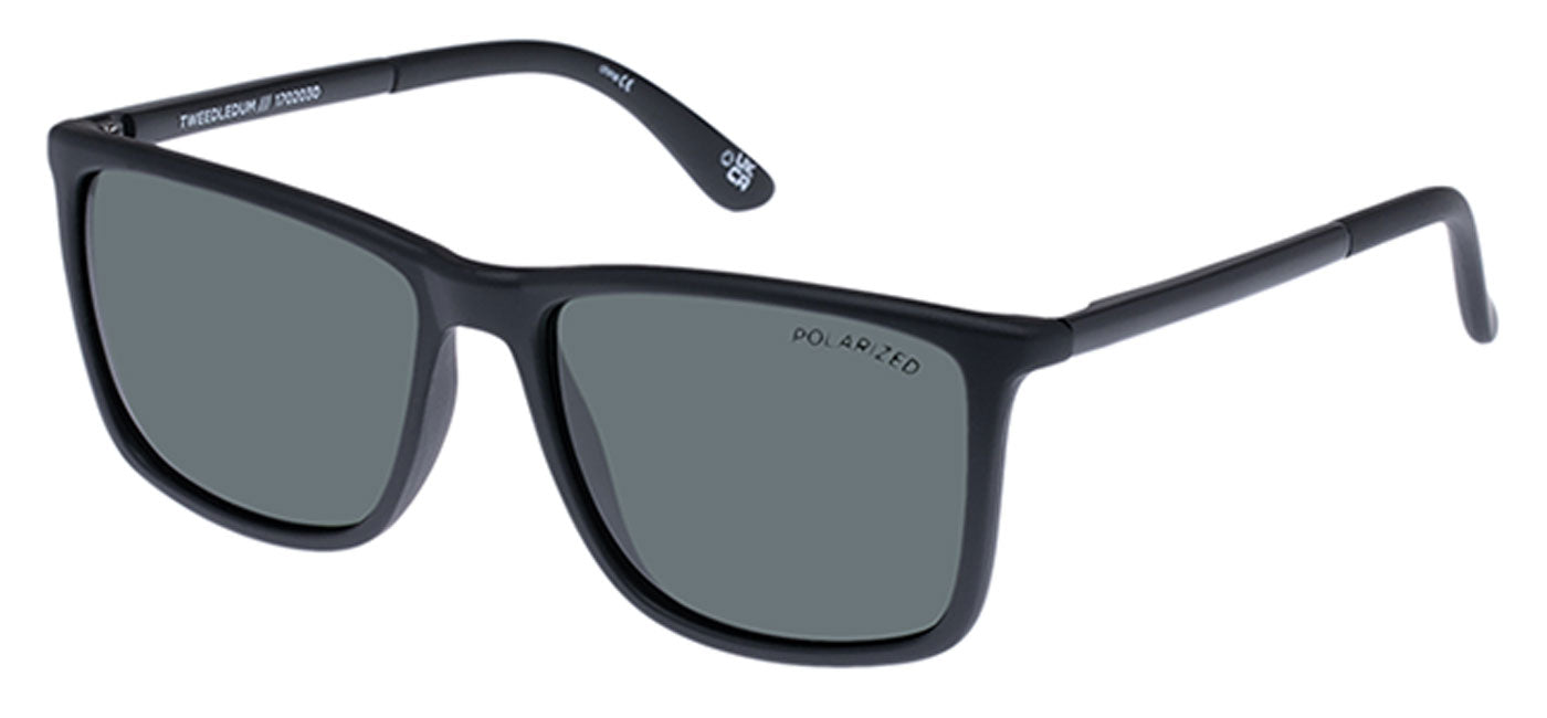 Le Specs Tweedledum Sunglasses - Matte Black / Khaki Mono Polarised