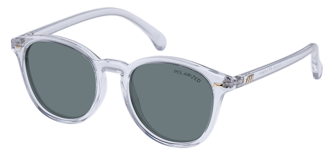 Le Specs Bandwagon Sunglasses - Crystal Clear / Kaki Polarised