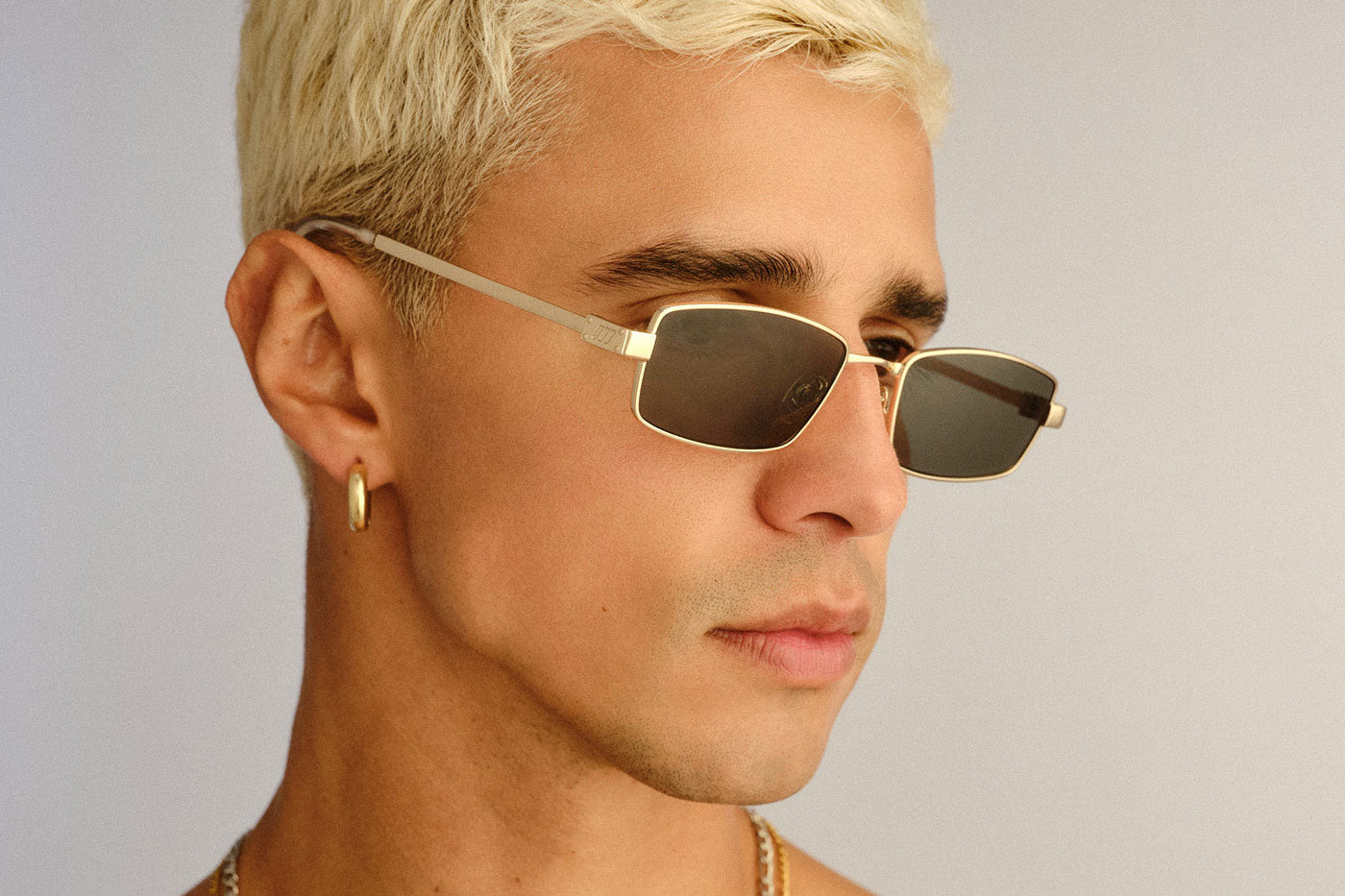 Le Specs Bizarro Sunglasses - Bright Gold & Clear / Khaki Mono