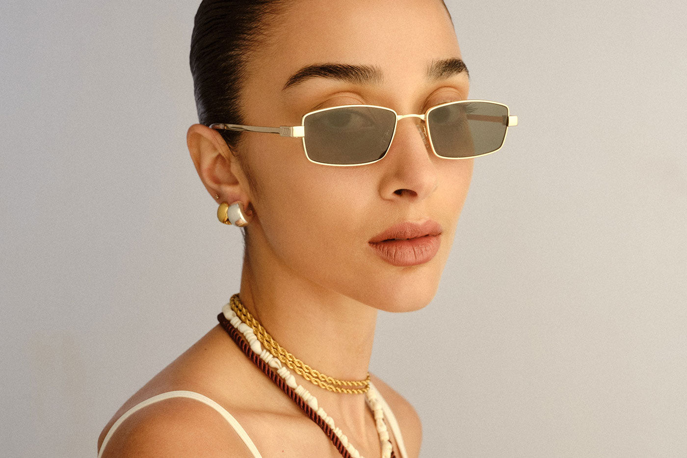 Le Specs Bizarro Sunglasses - Bright Gold & Clear / Khaki Mono