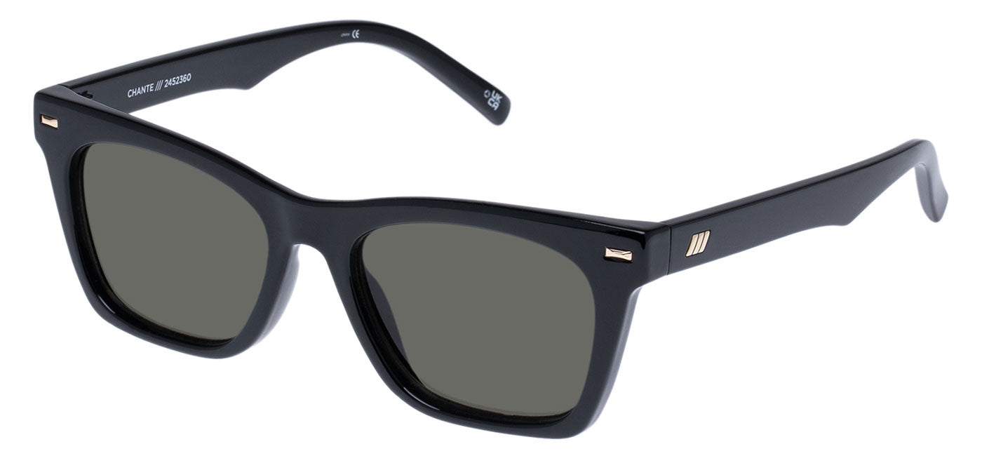 Le Specs Chante Sunglasses - Black / Green Polarised