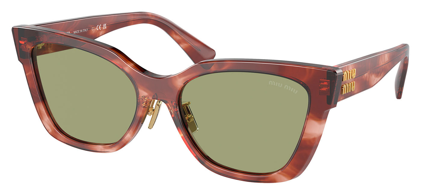 Miu Miu MU 02ZS Sunglasses - Striped Garnet / Green Mirror