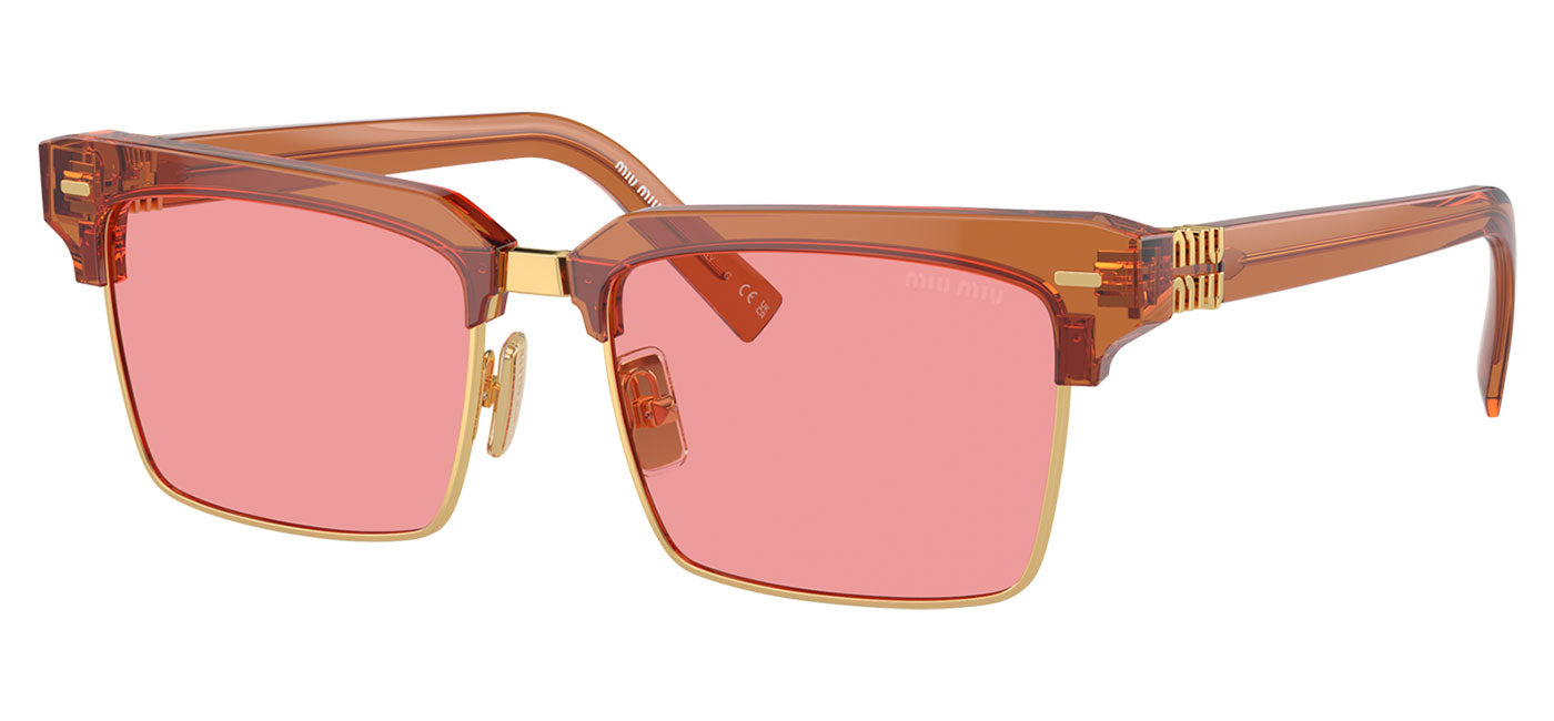 Miu Miu MU 10ZS Sunglasses - Caramel Transparent / Pink