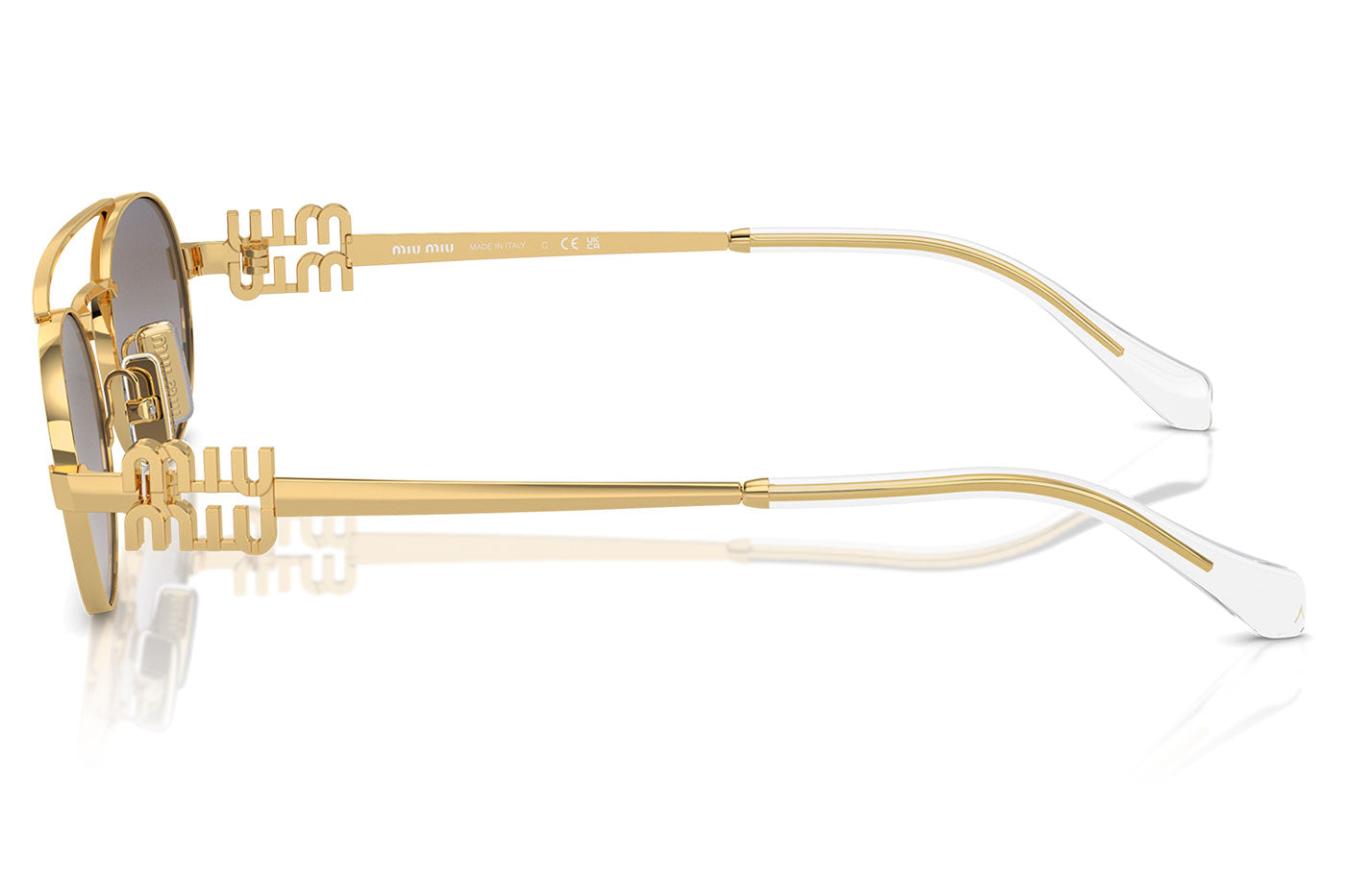 Miu Miu MU 54ZS Sunglasses - Gold / Grad Blue Mirror Silver Int