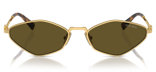 Miu Miu MU 56ZS Sunglasses - Gold / Dark Brown