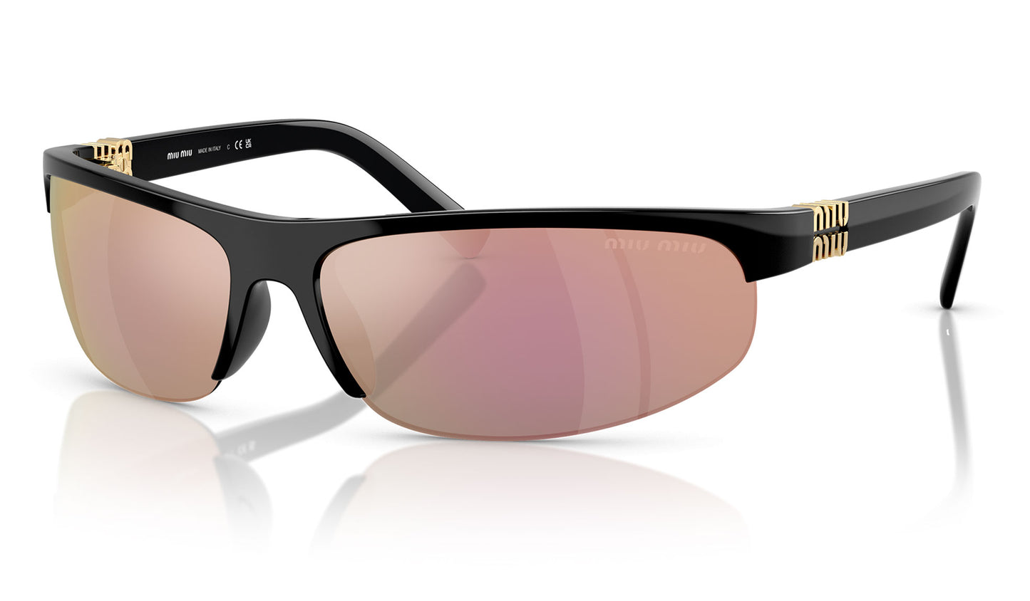Miu Miu MU A02S Sunglasses - Black / Dark Grey Mirror Pink