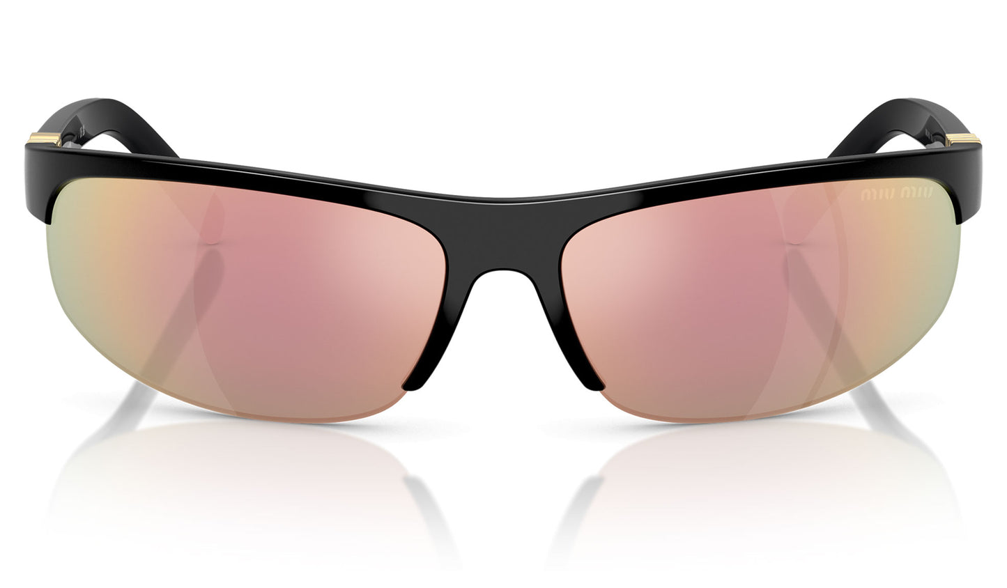 Miu Miu MU A02S Sunglasses - Black / Dark Grey Mirror Pink