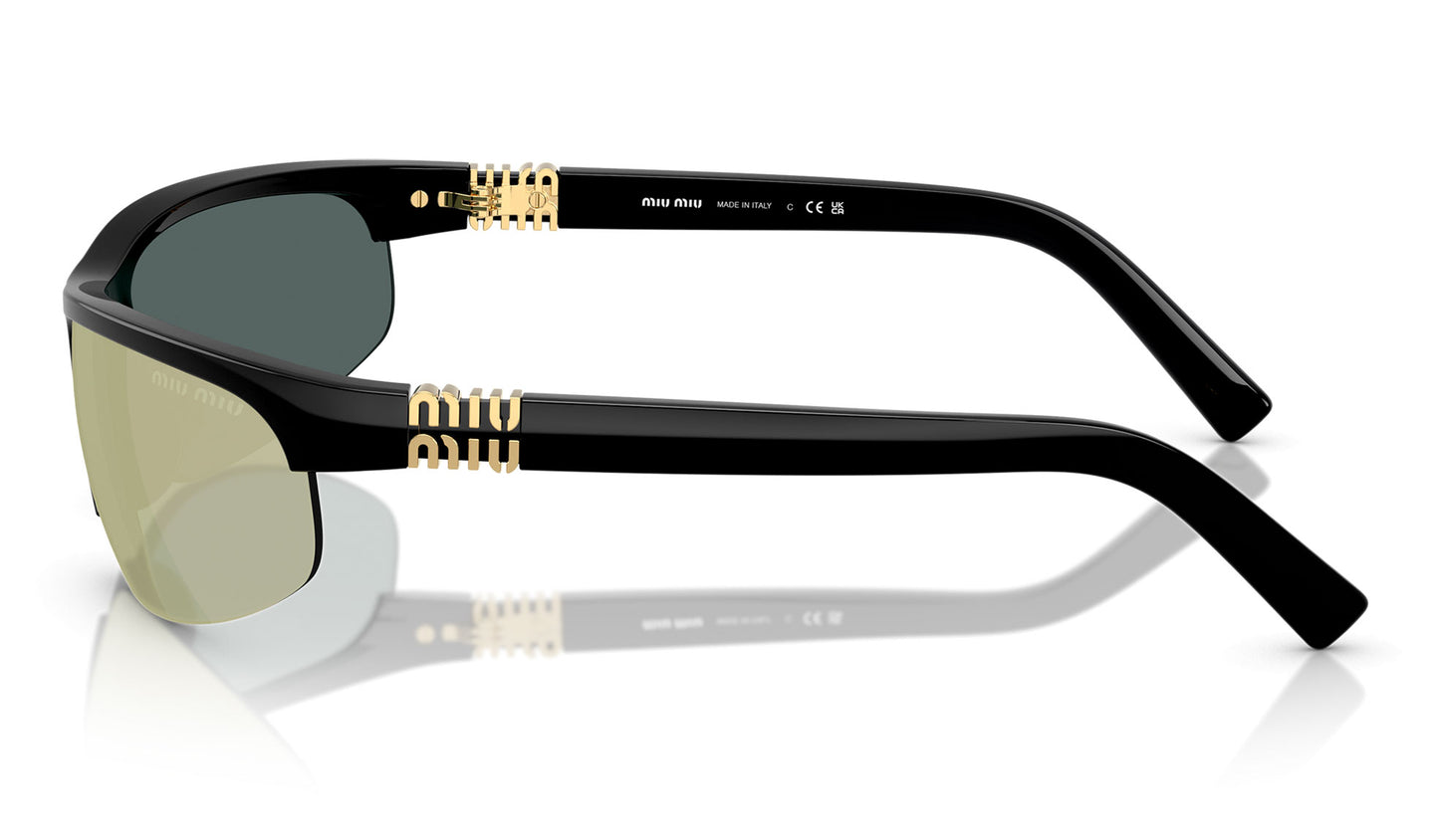 Miu Miu MU A02S Sunglasses - Black / Dark Grey Mirror Pink