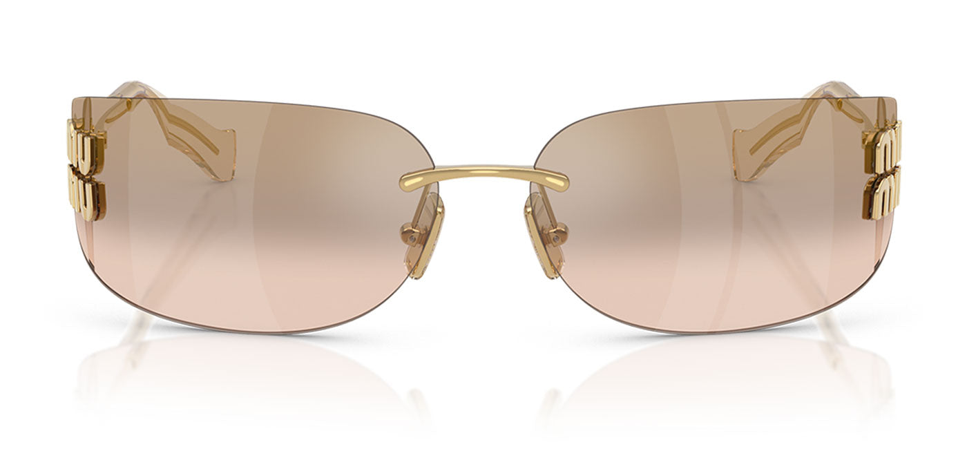 Miu Miu MU A51S Sunglasses - Gold / Light Brown Mirror Bronze Grad