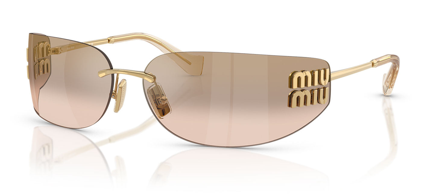Miu Miu MU A51S Sunglasses - Gold / Light Brown Mirror Bronze Grad