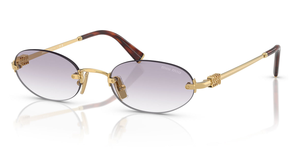 Miu Miu MU A54S Sunglasses - Gold / Dark Grey to Clear Gradient