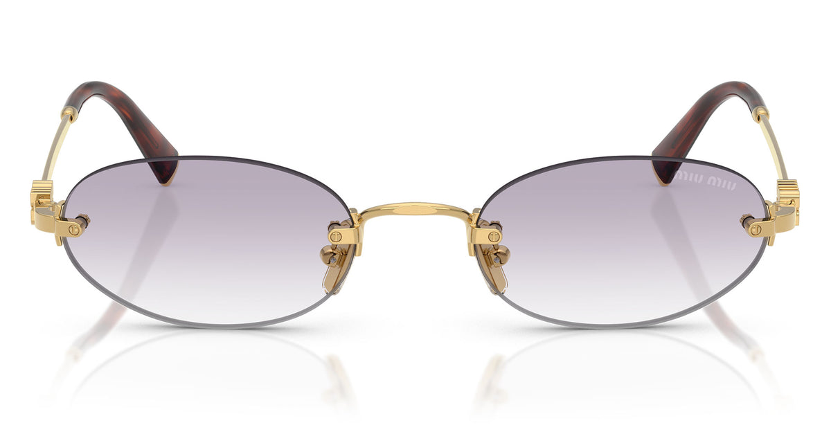 Miu Miu MU A54S Sunglasses - Gold / Dark Grey to Clear Gradient