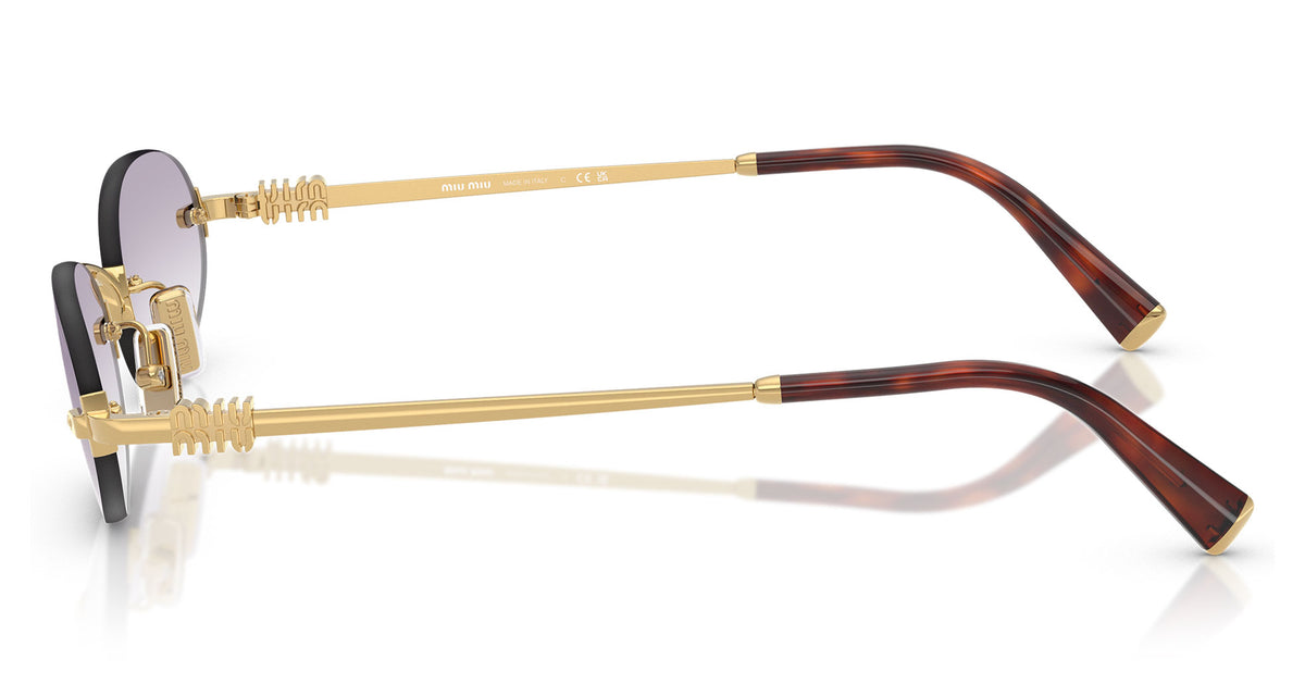 Miu Miu MU A54S Sunglasses - Gold / Dark Grey to Clear Gradient