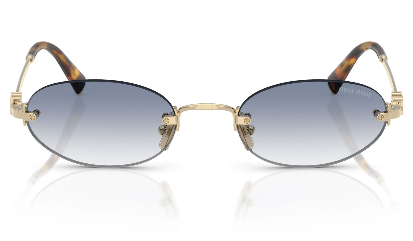 Miu Miu MU A54S Sunglasses - Pale Gold / Clear Gradient Light Blue