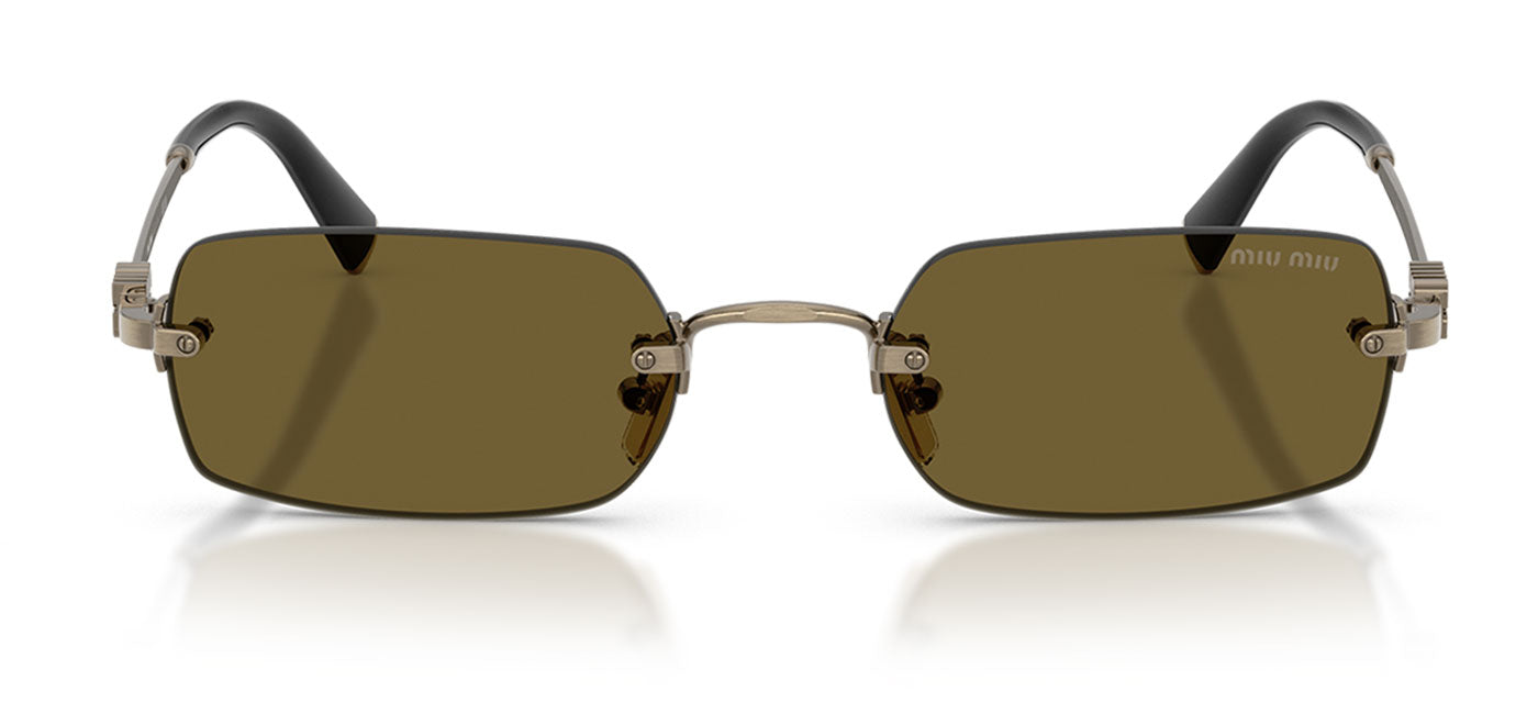 Miu Miu MU B50S Sunglasses - Old Gold / Dark Brown