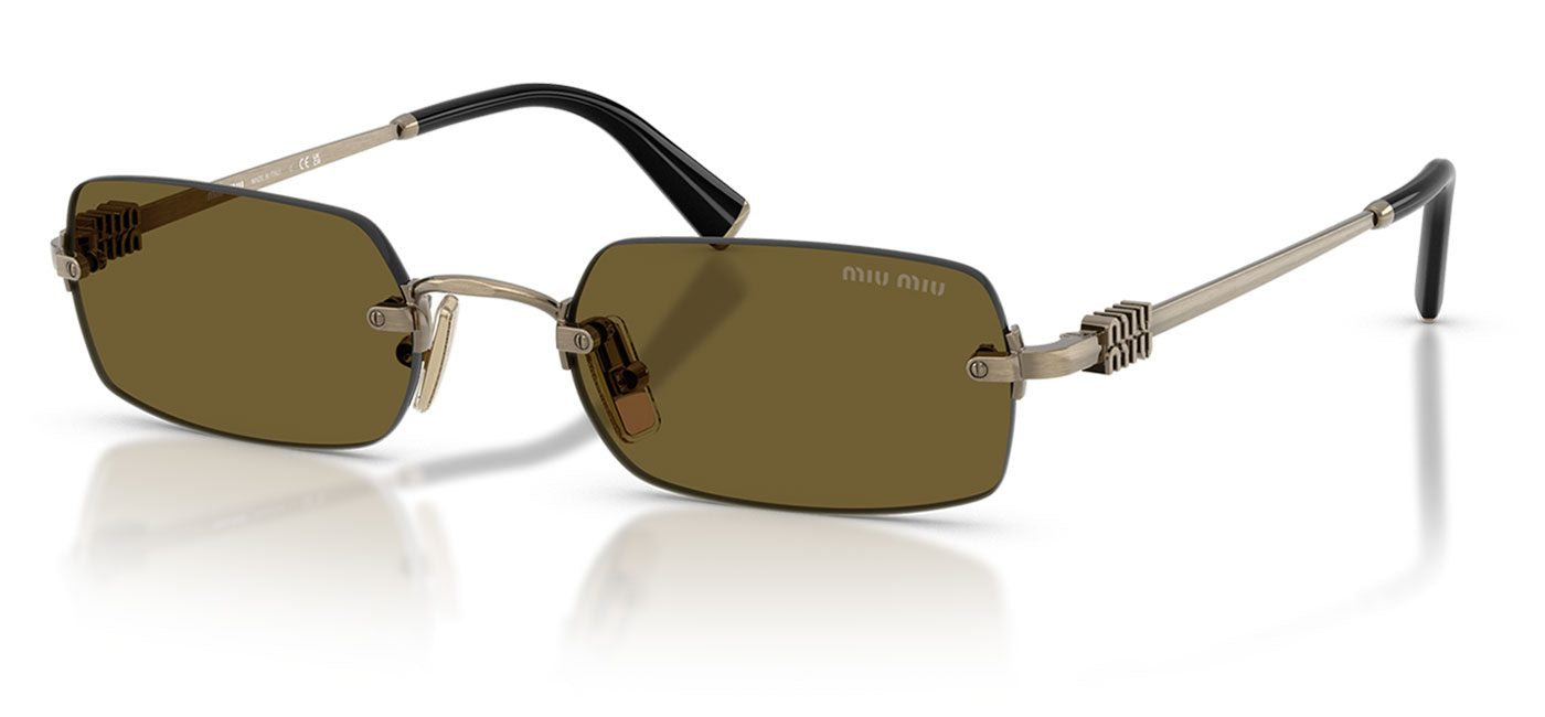 Miu Miu MU B50S Sunglasses - Old Gold / Dark Brown