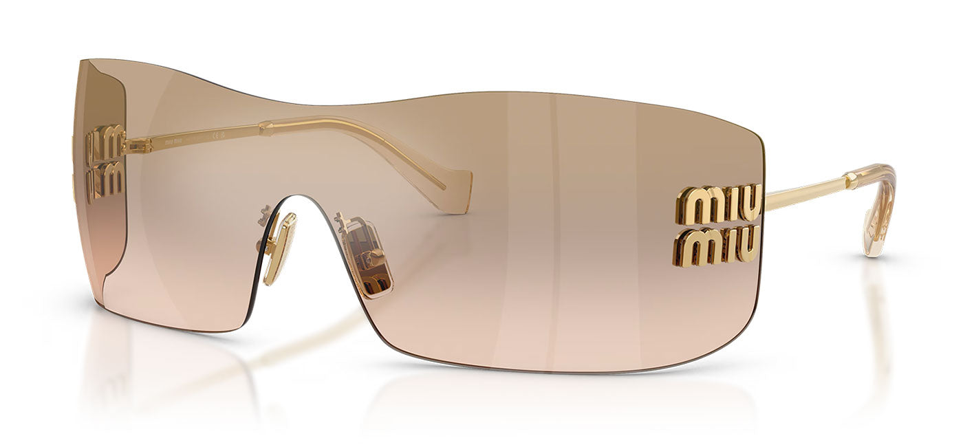 Miu Miu MU B53S Sunglasses - Gold / Light Brown Mirror Bronze