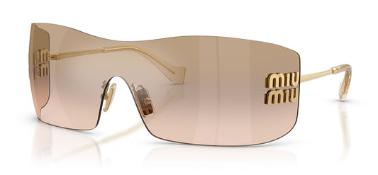Miu Miu MU B53S Sunglasses - Gold / Light Brown Mirror Bronze
