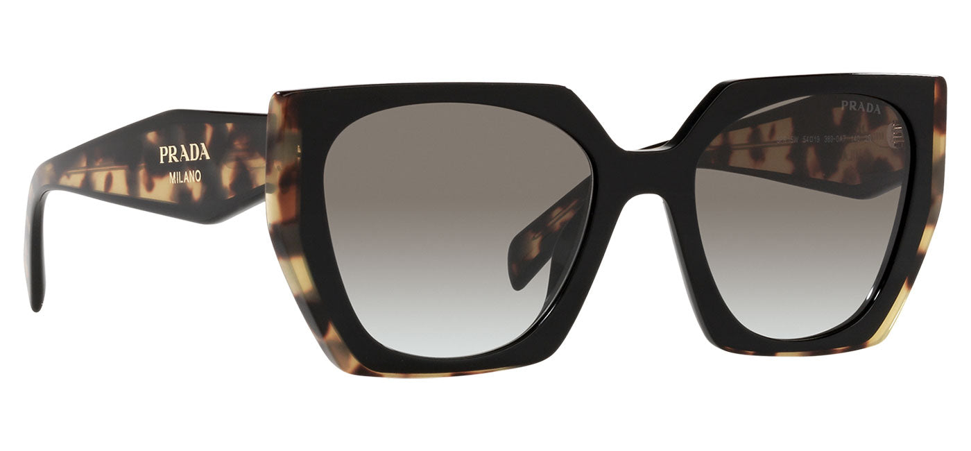 Prada PR 15WS Sunglasses - Black &amp; Medium Tortoise / Grey Gradient