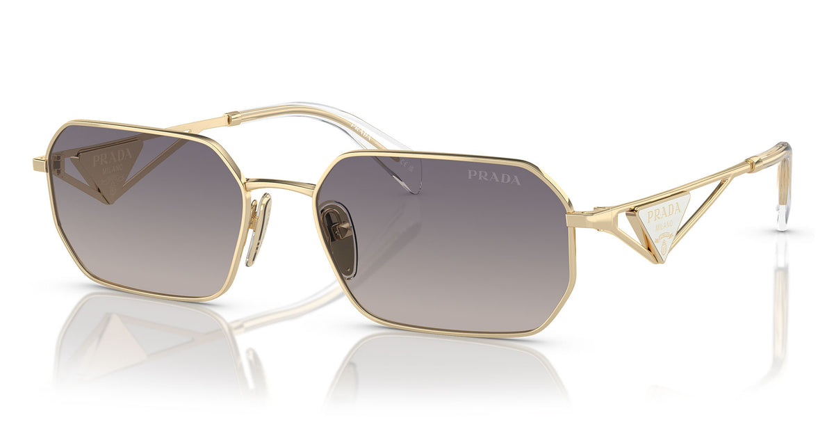 Prada PR A51S Sunglasses - Pale Gold / Gradient Blue Silver Mirror