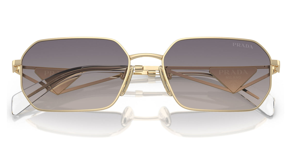 Prada PR A51S Sunglasses - Pale Gold / Gradient Blue Silver Mirror