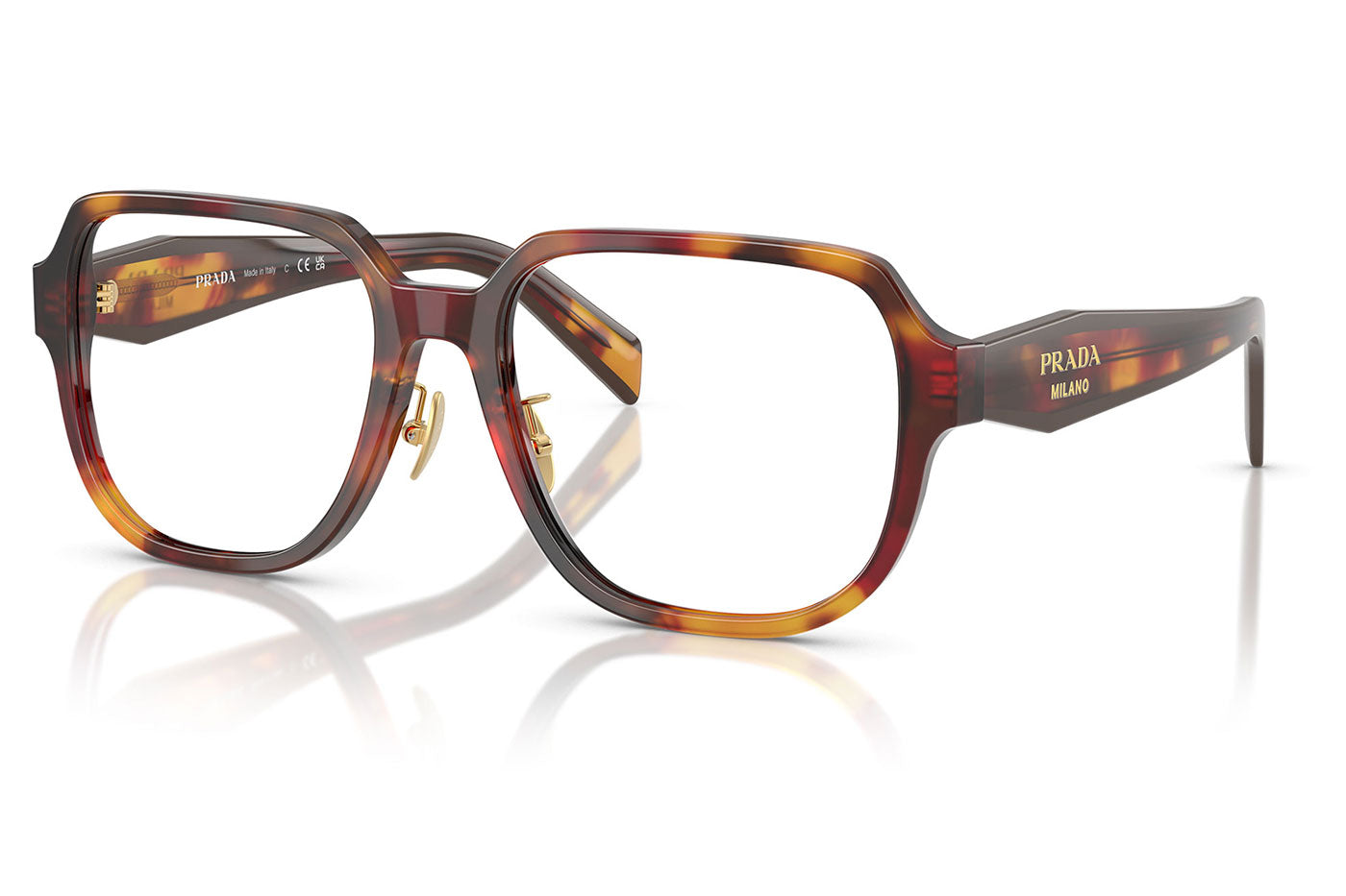 Prada PR B07VD Glasses - Poppy Tortoise / Bordeaux