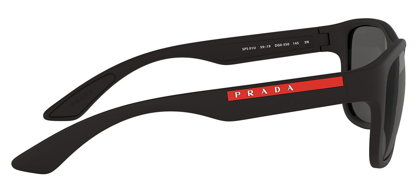 Prada Linea Rossa PS 01US Sunglasses - Black Rubber / Grey
