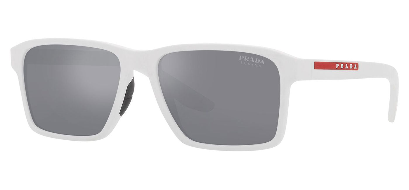 Prada Linea Rossa PS 05YS Sunglasses - White Rubber / Light Blue Mirror Silver