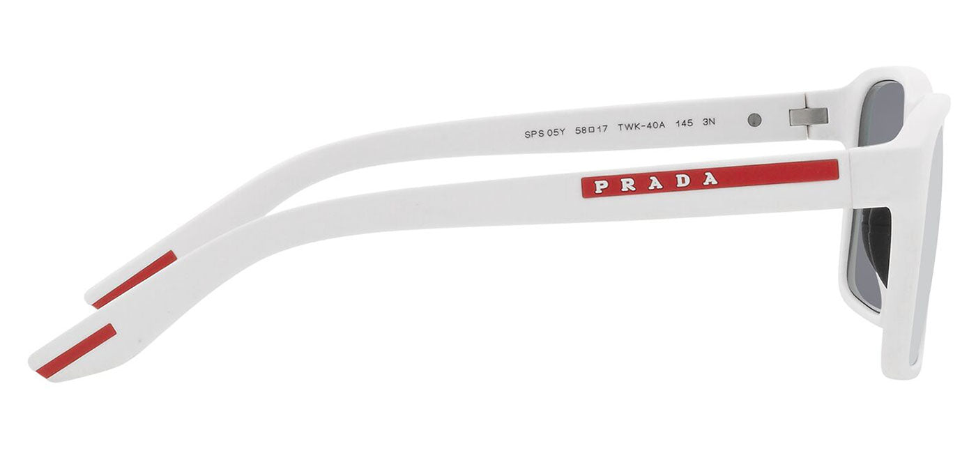 Prada Linea Rossa PS 05YS Sunglasses - White Rubber / Light Blue Mirror Silver