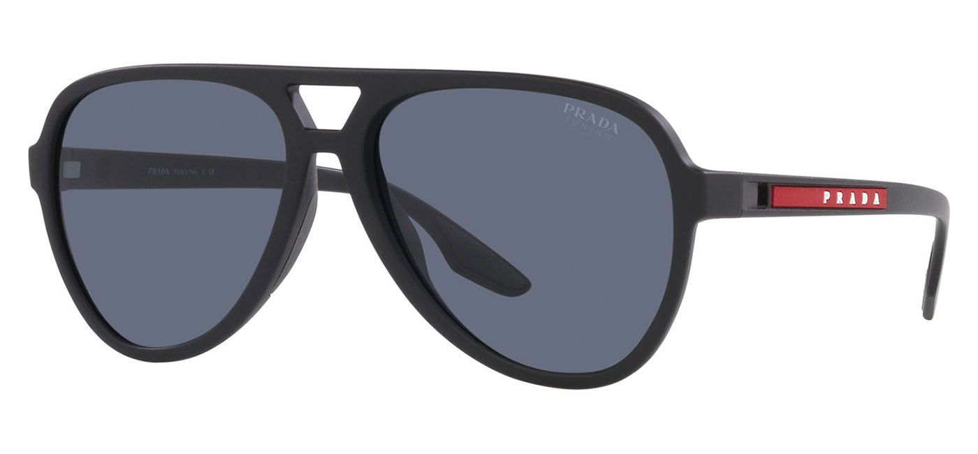 Prada Linea Rossa PS 06WS Sunglasses - Black Rubber / Blue