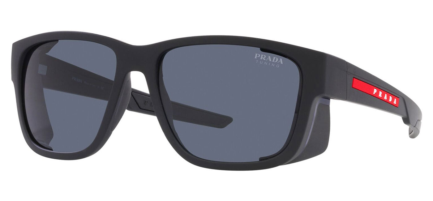 Prada Linea Rossa PS 07WS Sunglasses - Black Rubber / Blue