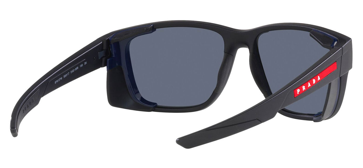 Prada Linea Rossa PS 07WS Sunglasses - Black Rubber / Blue