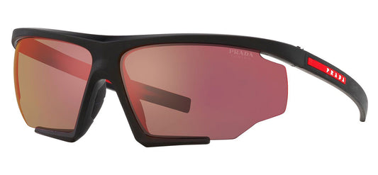 Prada Linea Rossa PS 07YS Sunglasses - Black Rubber / Mirror Orange