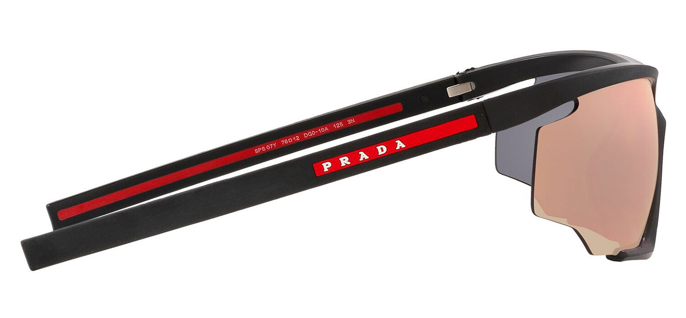 Prada Linea Rossa PS 07YS Sunglasses - Black Rubber / Mirror Orange