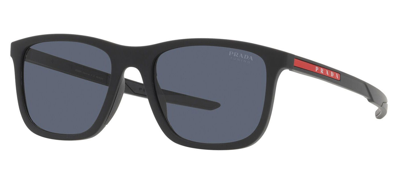 Prada Linea Rossa PS 10WS Sunglasses - Black Rubber / Blue